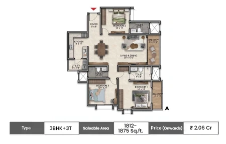 3 BHK 1812-1875 SqFt
